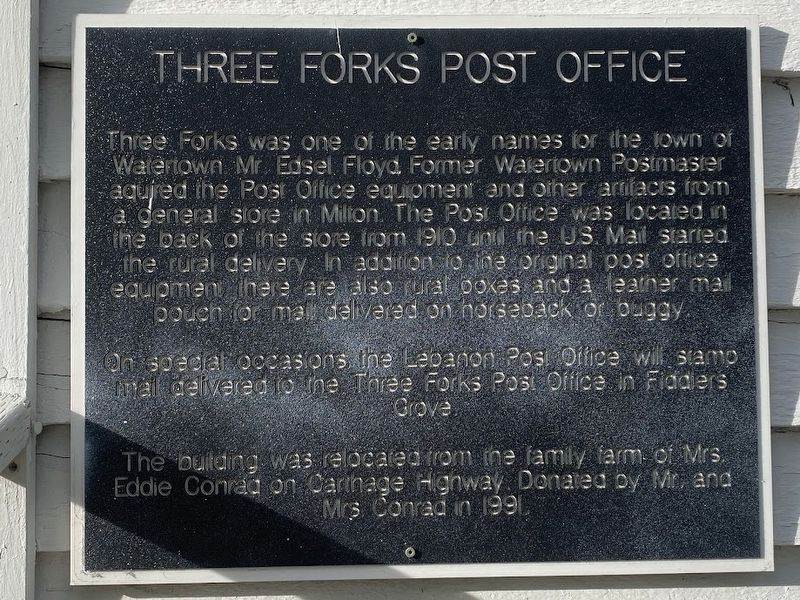 Three Forks Post Office Marker. Click for full size. Three Forks Post Office Marker image. Click for full size.