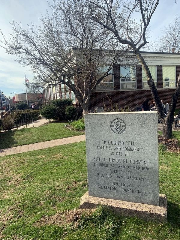 Marker with the Somerville Public Library East Branch in the background. Click for full size. Marker with the Somerville Public Library East Branch in the background image. Click for full size.