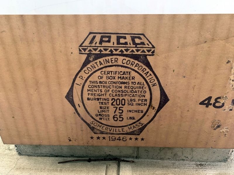 Detail - I.P. Container Corporation specification marking image. Click for full size.