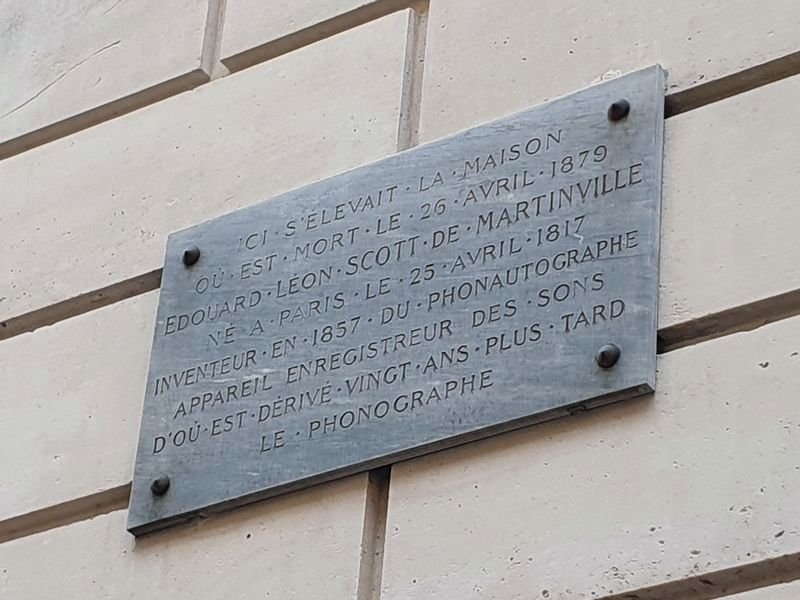 Edouard Léon Scott de Martinville Marker. Click for full size. Edouard Léon Scott de Martinville Marker image. Click for full size.
