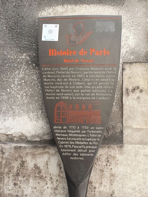 Hôtel de Nevers Marker. Click for full size. Hôtel de Nevers Marker image. Click for full size.