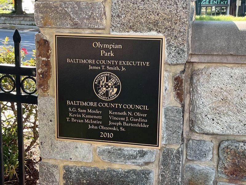 Olympian Park dedication plaque image. Click for full size.