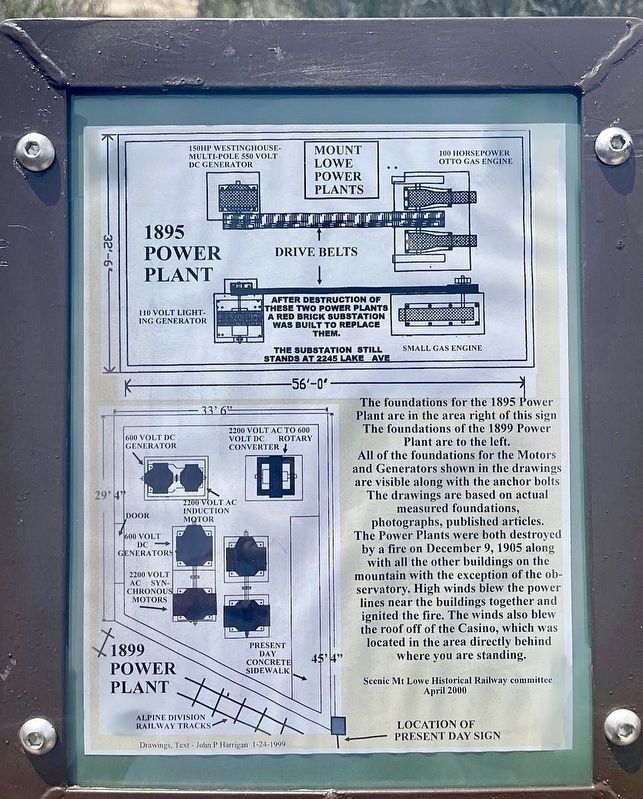 Mt Lowe Power Plants Marker. Click for full size. Mt Lowe Power Plants Marker image. Click for full size.