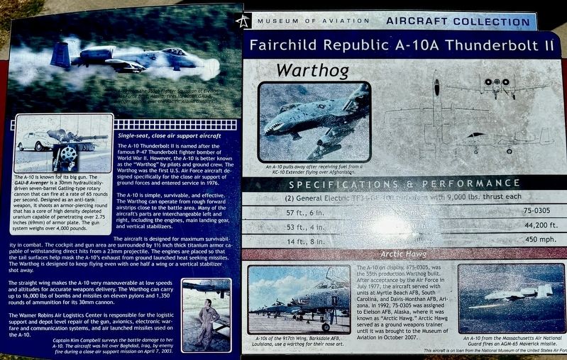 Fairchild Republic A-10A Thunderbolt II Marker. Click for full size. Fairchild Republic A-10A Thunderbolt II Marker image. Click for full size.