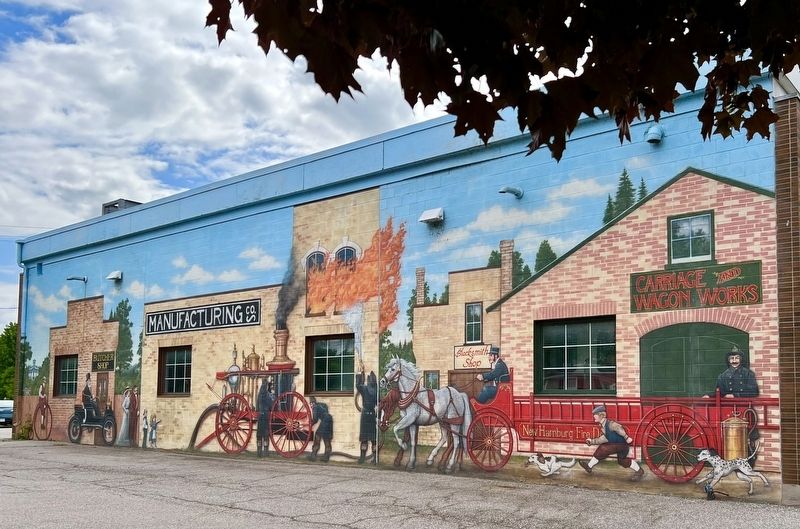 Mural depicting the history of New Hamburg. Click for full size. Mural depicting the history of New Hamburg image. Click for full size.