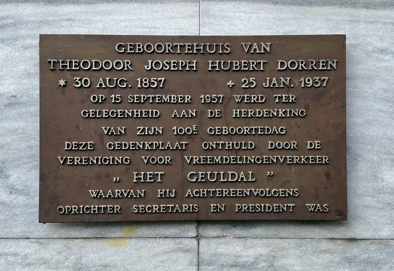 Theodoor Joseph Hubert Dorren Marker. Click for full size. Theodoor Joseph Hubert Dorren Marker image. Click for full size.