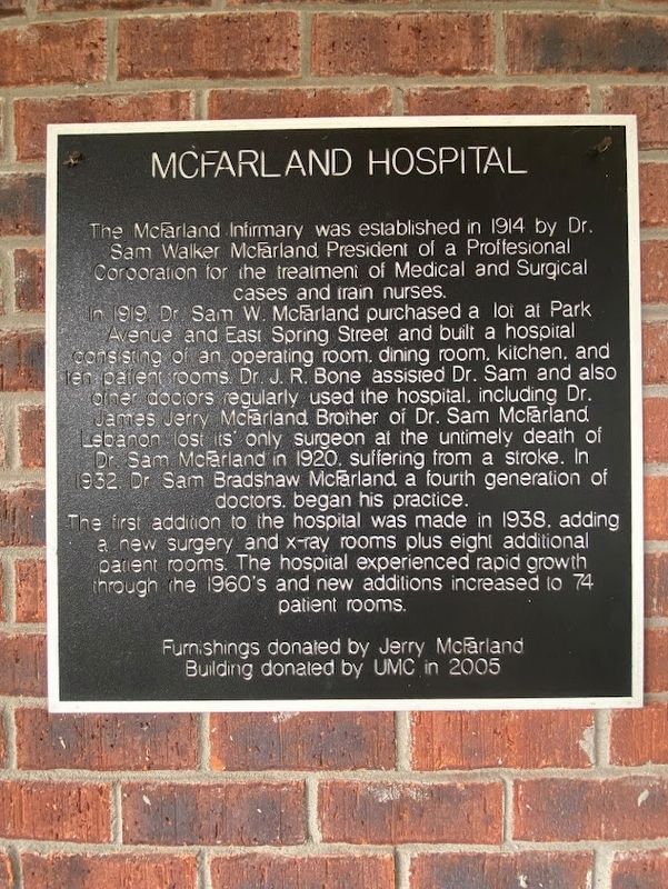 McFarland Hospital Marker image. Click for full size.