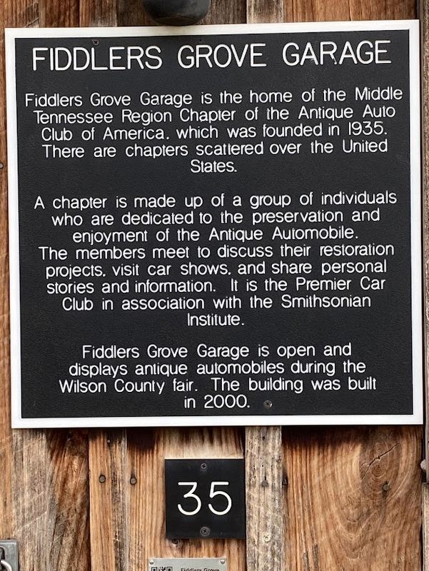 Fiddlers Grove Garage Marker. Click for full size. Fiddlers Grove Garage Marker image. Click for full size.