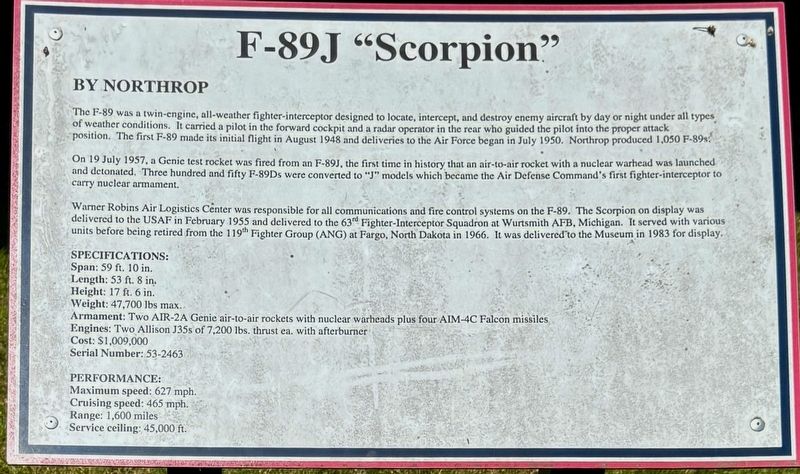 F-89J �Scorpion� Marker image. Click for full size.