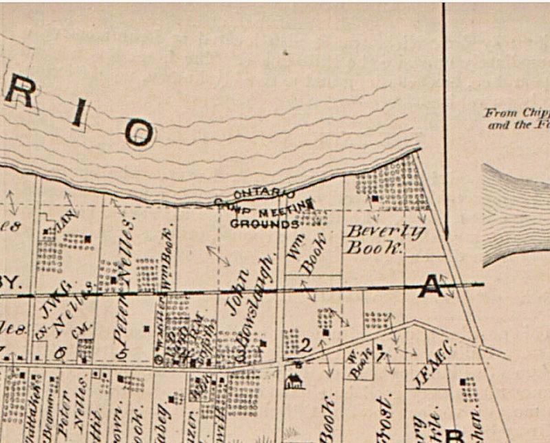 Ontario Camp Meeting Grounds shown on a map of 1876. Click for full size. Ontario Camp Meeting Grounds shown on a map of 1876 image. Click for full size.