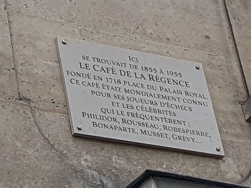 Caf� de la R�gence Marker image. Click for full size.