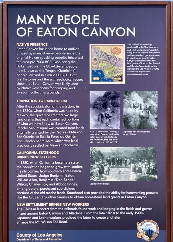 Many People of Eaton Canyon Marker. Click for full size. Many People of Eaton Canyon Marker image. Click for full size.