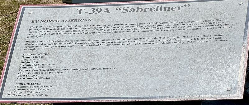 T-39A �Sabreliner� Marker image. Click for full size.