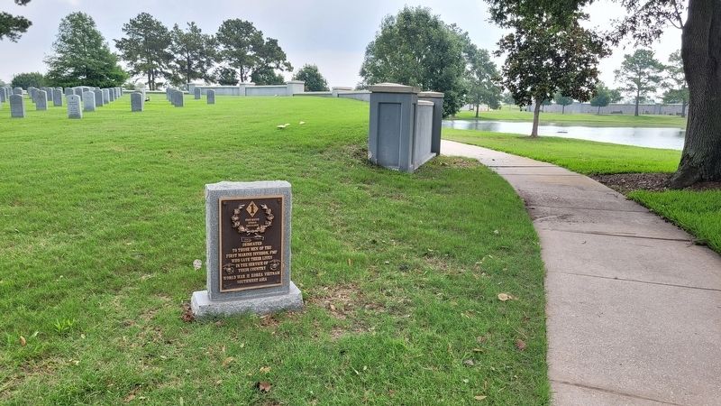 The view of the First Marine Division Marker in the Houston National Cemetery image. Click for full size.