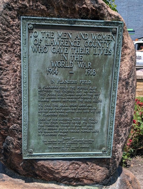 Lawrence County World War I Memorial Marker image. Click for full size.