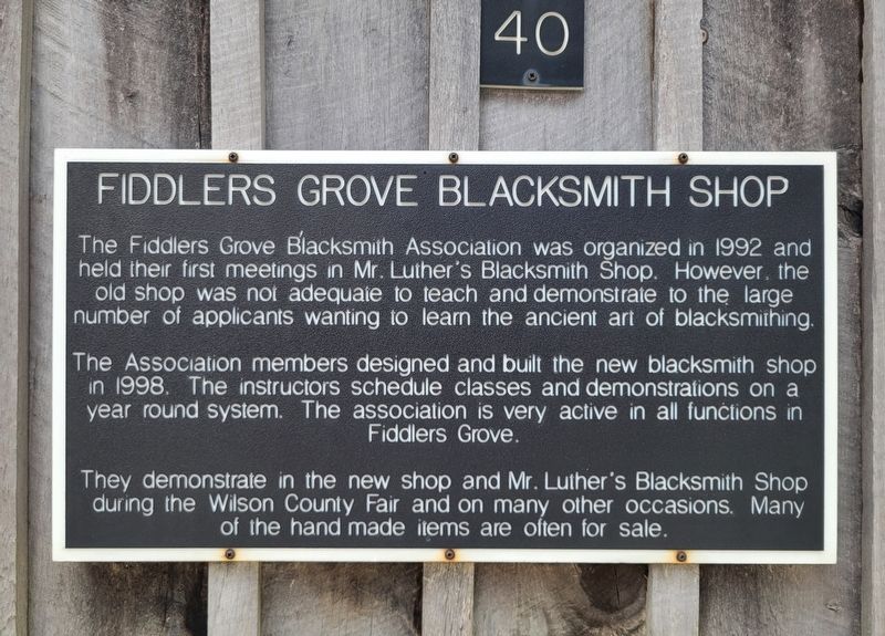Fiddlers Grove Blacksmith Shop Marker. Click for full size. Fiddlers Grove Blacksmith Shop Marker image. Click for full size.