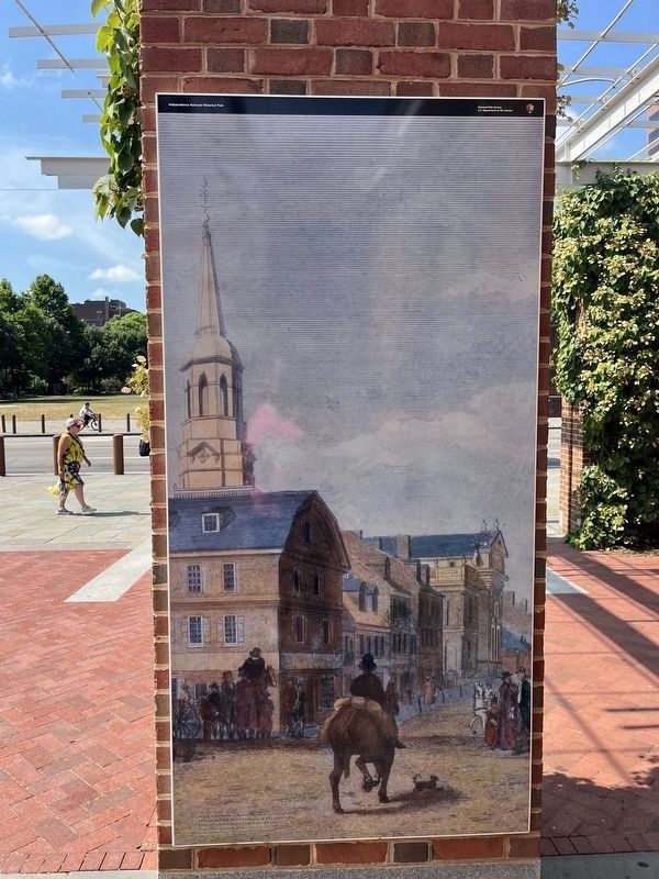 Second Street, North of Market Street with Christ Church. Marker. Click for full size. Second Street, North of Market Street with Christ Church. Marker image. Click for full size.