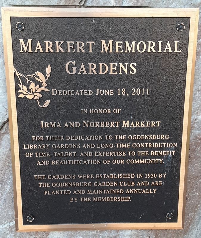 Markert Memorial Gardens Marker. Click for full size. Markert Memorial Gardens Marker image. Click for full size.