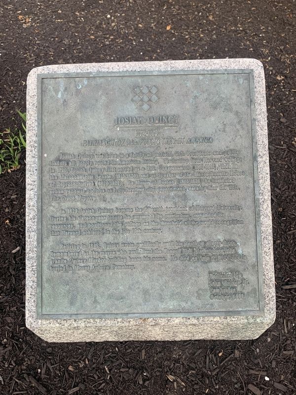 Josiah Quincy Marker. Click for full size. Josiah Quincy Marker image. Click for full size.