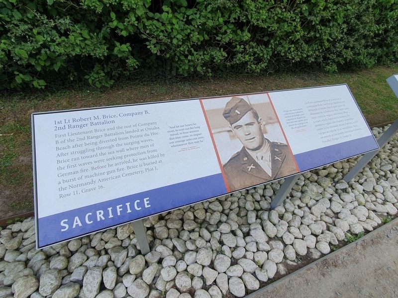 Ranger Casualties - 1st Lt Robert M. Brice, Company B, 2nd Ranger Battalion Marker image. Click for full size.