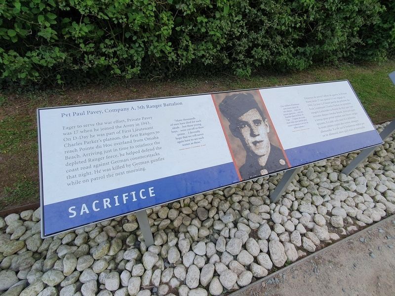 Ranger Casualties - Pvt Paul Pavey, Company A, 5th Ranger Battalion Marker image. Click for full size.