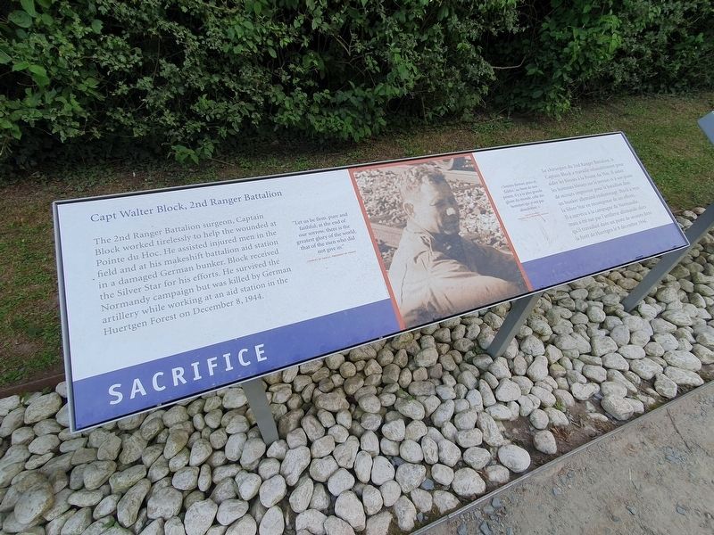 Ranger Casualties - Capt Walter Block, 2nd Ranger Battalion Marker image. Click for full size.
