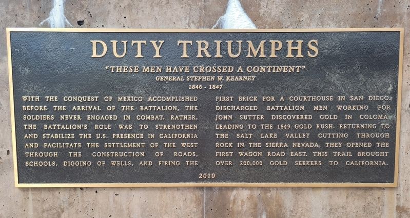 Duty Triumphs Marker. Click for full size. Duty Triumphs Marker image. Click for full size.