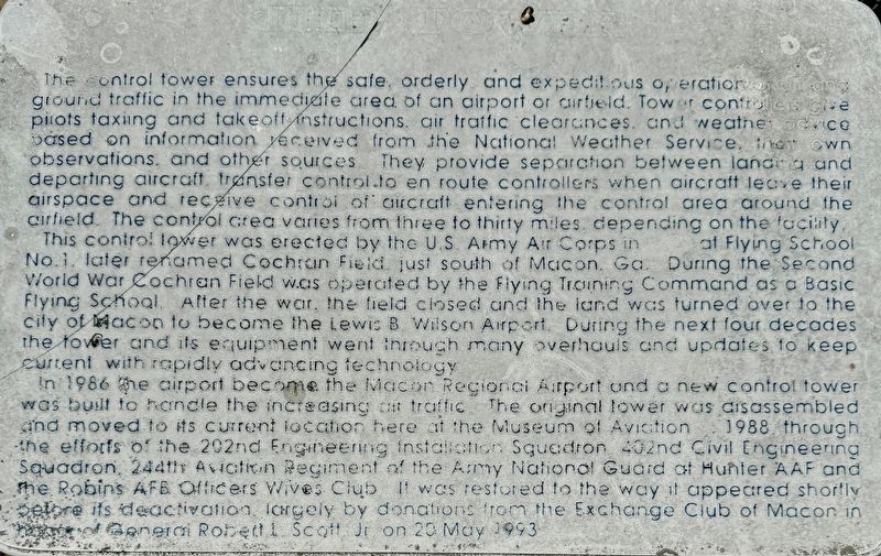 Cochran Field Control Tower Marker. Click for full size. Cochran Field Control Tower Marker image. Click for full size.