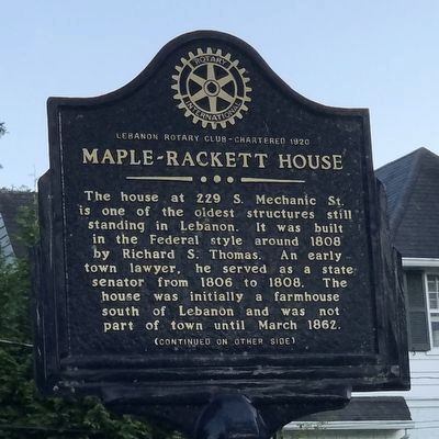 Maple-Rackett House Marker, Side One. Click for full size. Maple-Rackett House Marker, Side One image. Click for full size.