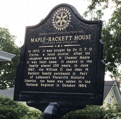 Maple-Rackett House Marker, Side Two. Click for full size. Maple-Rackett House Marker, Side Two image. Click for full size.
