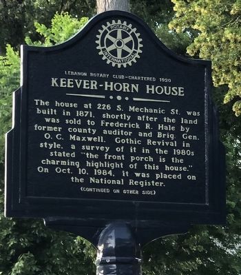 Keever-Horn House Marker, Side One image. Click for full size.