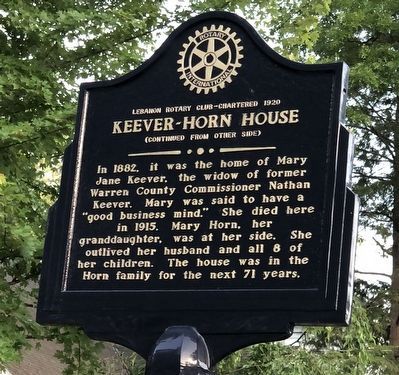 Keever-Horn House Marker, Side Two image. Click for full size.