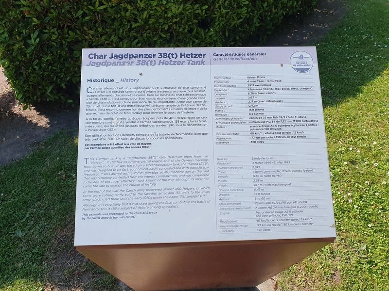 Jagdpanzer 38(t) Hetzer Tank Marker image. Click for full size.
