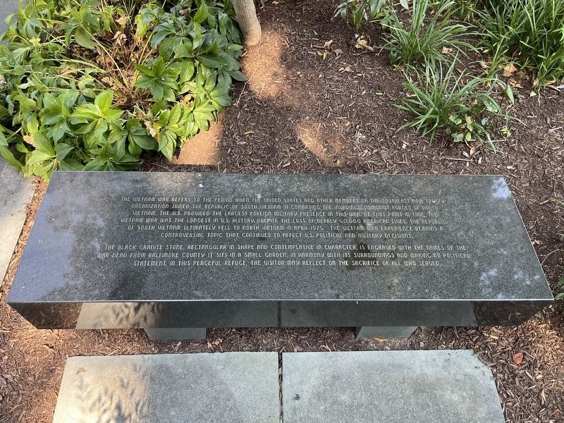 Vietnam Veterans Memorial Interpretive Bench. Click for full size. Vietnam Veterans Memorial Interpretive Bench image. Click for full size.