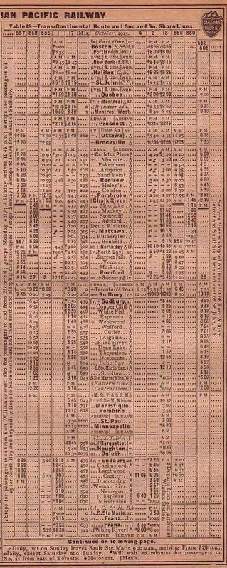 Canadian Pacific Schedule 19, Dec 1925. Click for full size. Canadian Pacific Schedule 19, Dec 1925 image. Click for full size.