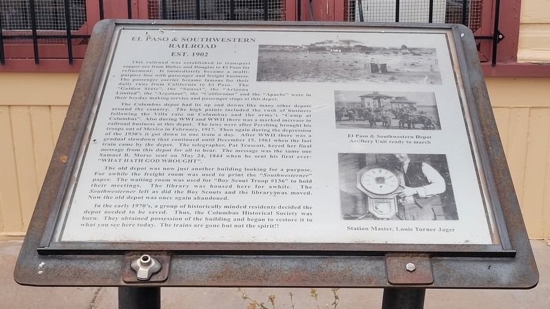 El Paso & Southwestern Railroad Marker. Click for full size. El Paso & Southwestern Railroad Marker image. Click for full size.