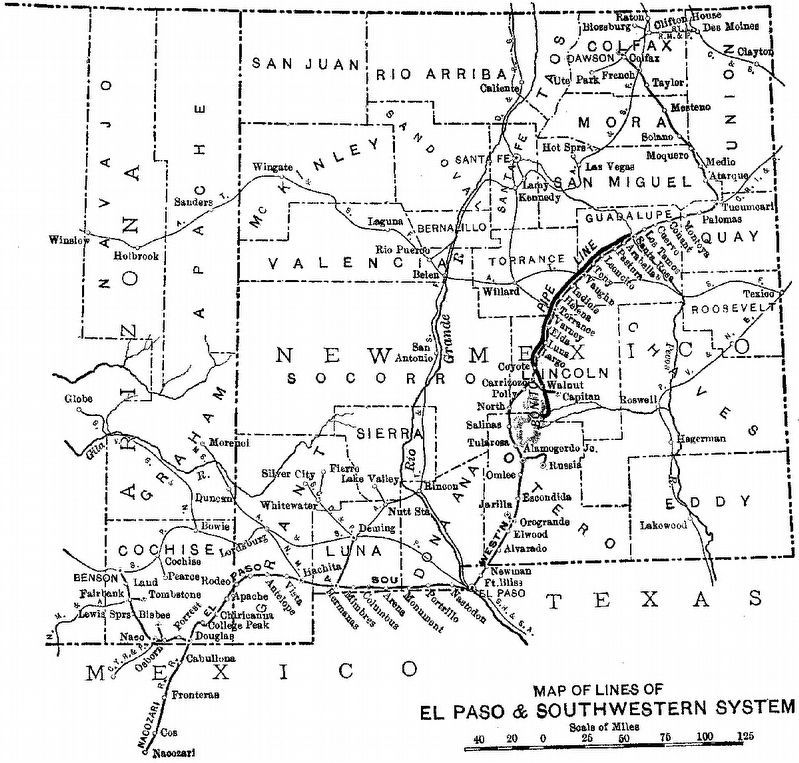 Map of lines of El Paso & Southwestern Railroad System. Click for full size. Map of lines of El Paso & Southwestern Railroad System image. Click for full size.