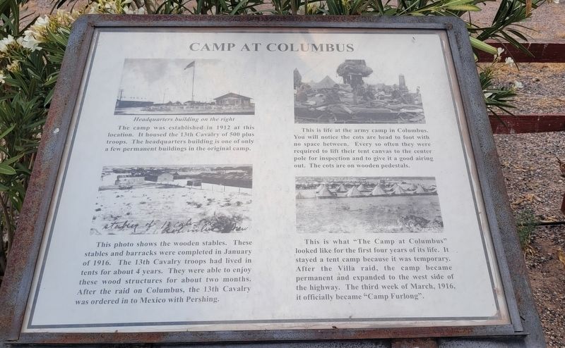 Camp at Columbus Marker. Click for full size. Camp at Columbus Marker image. Click for full size.