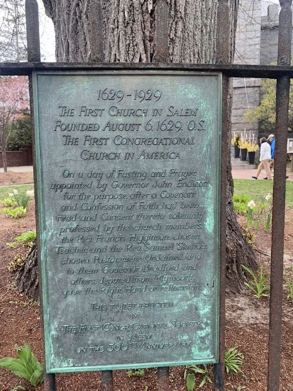First Church In Salem 1629-1929 Marker image. Click for full size.