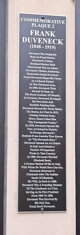 Frank Duveneck Tribute House Marker. Click for full size. Frank Duveneck Tribute House Marker image. Click for full size.