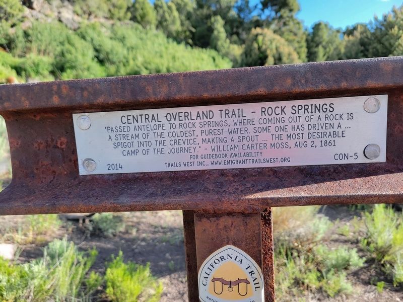 Central Overland Trail - Rock Springs Marker. Click for full size. Central Overland Trail - Rock Springs Marker image. Click for full size.