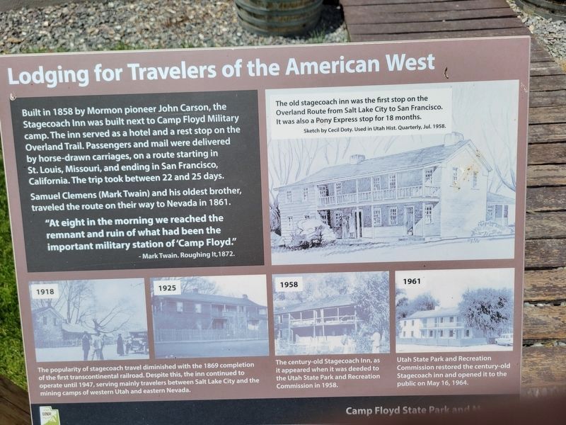 Lodging for Travelers of the American West Marker. Click for full size. Lodging for Travelers of the American West Marker image. Click for full size.