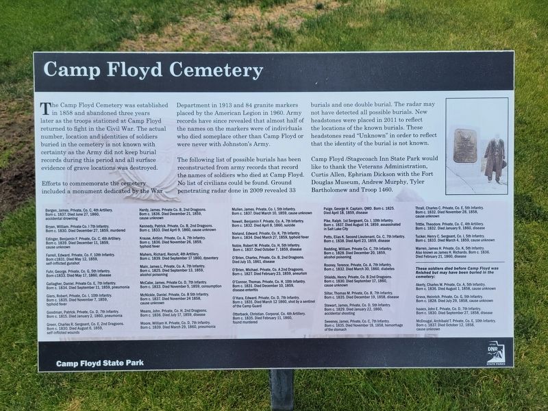 Camp Floyd Cemetery Marker image. Click for full size.