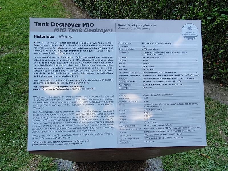 M10 Tank Destroyer Marker image. Click for full size.
