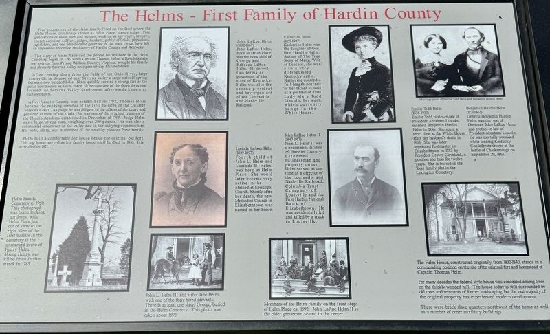 The Helms - First Family of Hardin County Marker. Click for full size. The Helms - First Family of Hardin County Marker image. Click for full size.