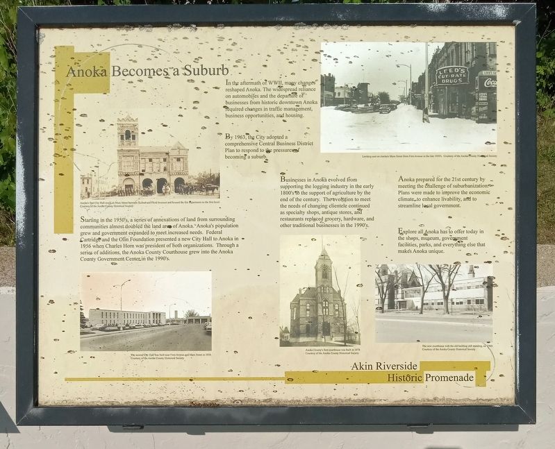 Anoka Becomes a Suburb Marker. Click for full size. Anoka Becomes a Suburb Marker image. Click for full size.