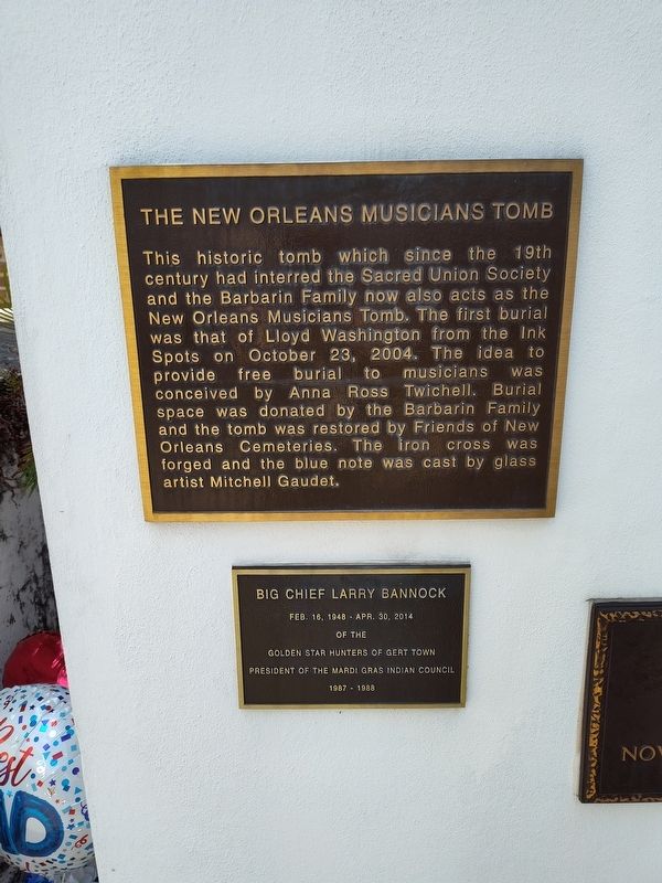 The New Orleans Musicians Tomb Marker image. Click for full size.