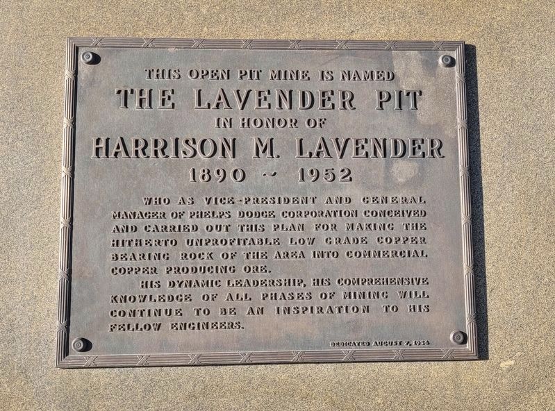 The Lavender Pit Marker. Click for full size. The Lavender Pit Marker image. Click for full size.