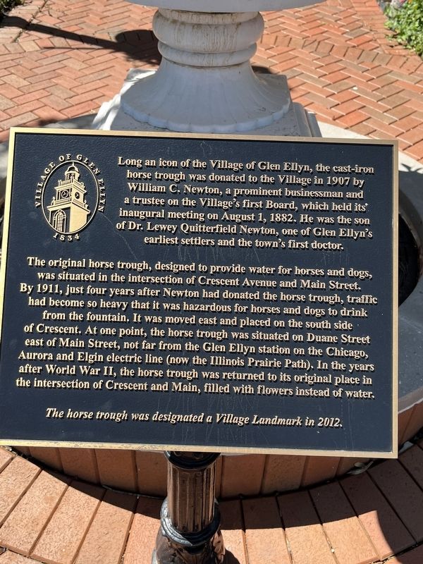 Glen Ellyn Horse Trough Marker image. Click for full size.