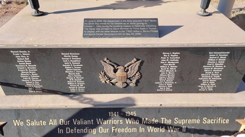 Bisbee World War II Memorial - bottom part of memorial. Click for full size. Bisbee World War II Memorial - bottom part of memorial image. Click for full size.